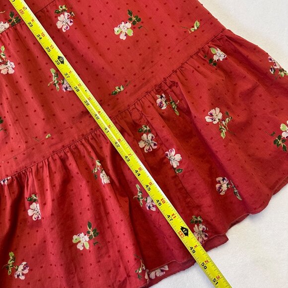 Ulla Johnson Swiss Dot Red Floral Red Clementine Tiered Midi Dress Size 6 - Picture 12 of 12